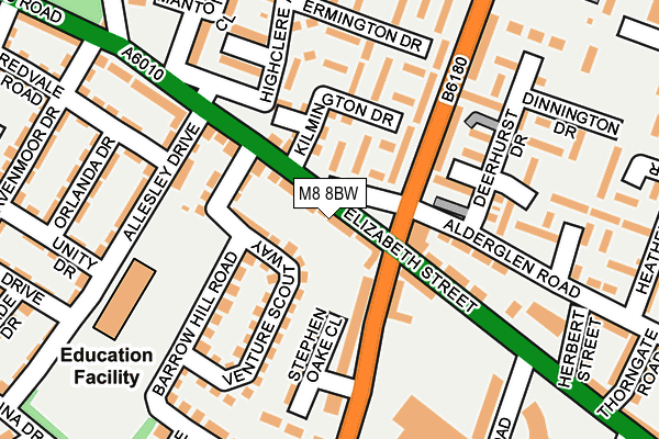 M8 8BW map - OS OpenMap – Local (Ordnance Survey)