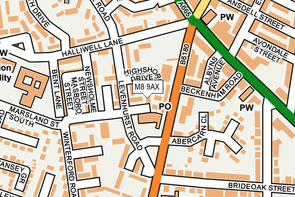 M8 9AX map - OS OpenMap – Local (Ordnance Survey)