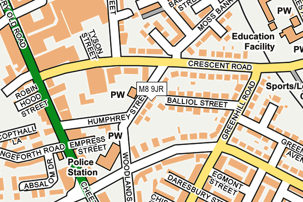 M8 9JR map - OS OpenMap – Local (Ordnance Survey)