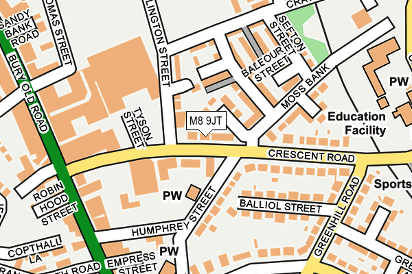 M8 9JT map - OS OpenMap – Local (Ordnance Survey)