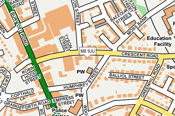 M8 9JU map - OS OpenMap – Local (Ordnance Survey)