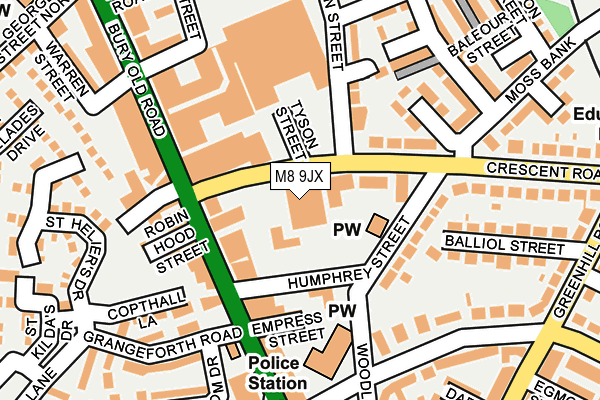 M8 9JX map - OS OpenMap – Local (Ordnance Survey)