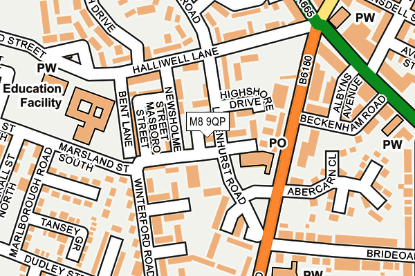 M8 9QP map - OS OpenMap – Local (Ordnance Survey)