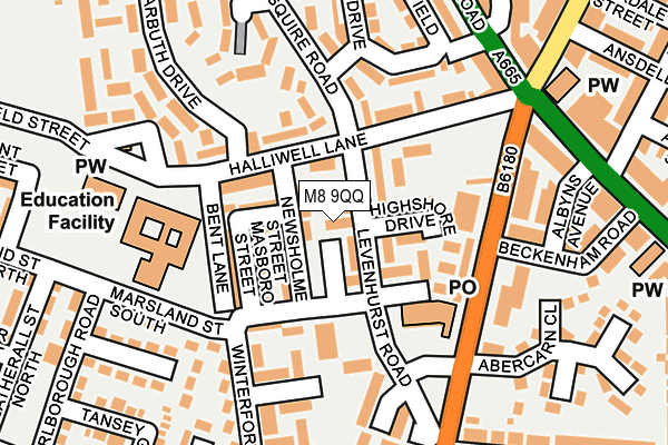 M8 9QQ map - OS OpenMap – Local (Ordnance Survey)