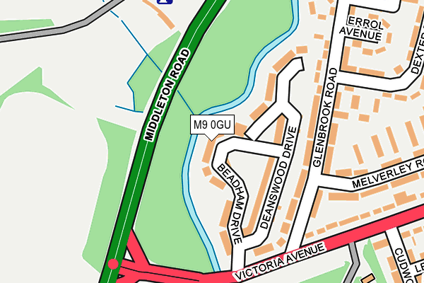 M9 0GU map - OS OpenMap – Local (Ordnance Survey)