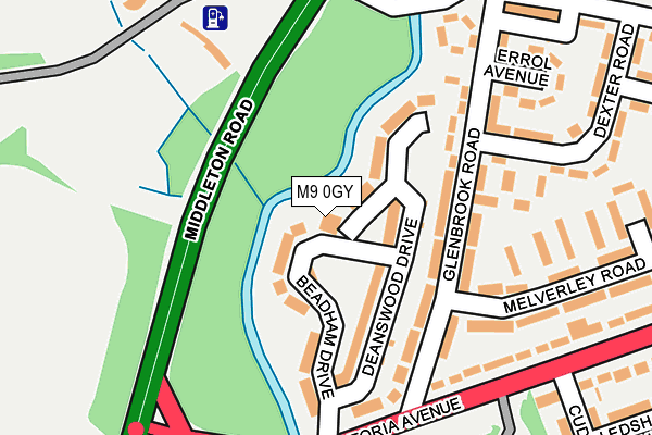 M9 0GY map - OS OpenMap – Local (Ordnance Survey)