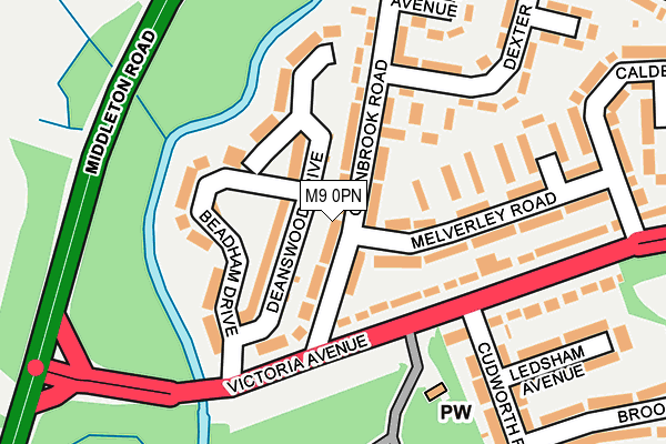 M9 0PN map - OS OpenMap – Local (Ordnance Survey)