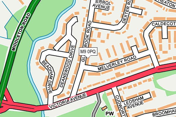 M9 0PQ map - OS OpenMap – Local (Ordnance Survey)