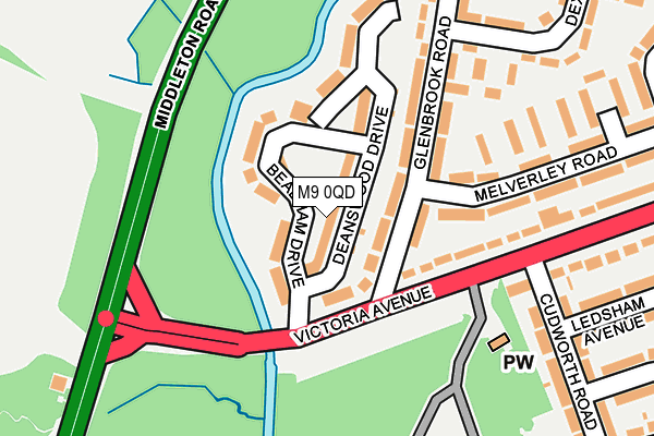 M9 0QD map - OS OpenMap – Local (Ordnance Survey)