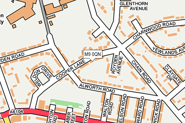 M9 0QN map - OS OpenMap – Local (Ordnance Survey)