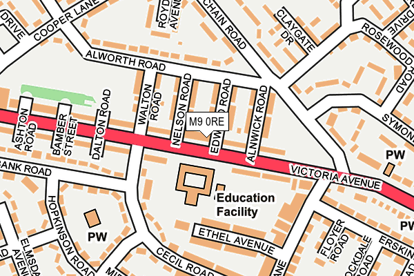 M9 0RE map - OS OpenMap – Local (Ordnance Survey)