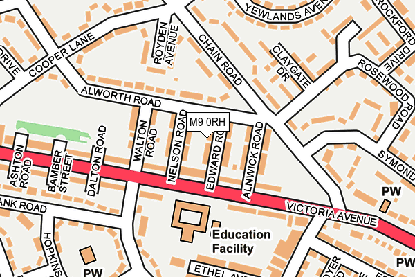 M9 0RH map - OS OpenMap – Local (Ordnance Survey)