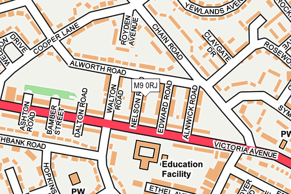 M9 0RJ map - OS OpenMap – Local (Ordnance Survey)