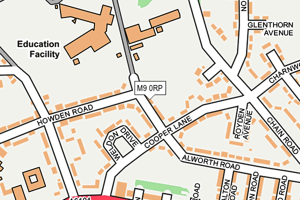 M9 0RP map - OS OpenMap – Local (Ordnance Survey)