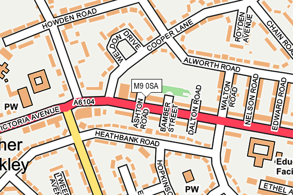 M9 0SA map - OS OpenMap – Local (Ordnance Survey)
