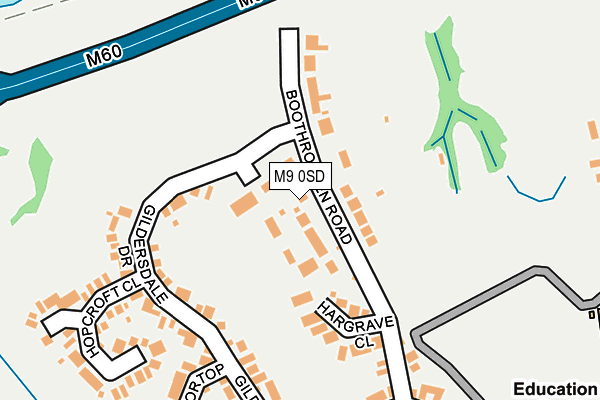 M9 0SD map - OS OpenMap – Local (Ordnance Survey)