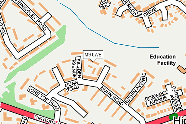 M9 0WE map - OS OpenMap – Local (Ordnance Survey)