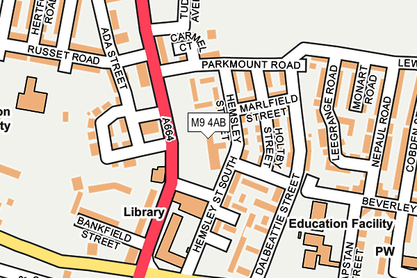 M9 4AB map - OS OpenMap – Local (Ordnance Survey)
