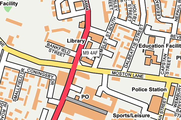 M9 4AF map - OS OpenMap – Local (Ordnance Survey)