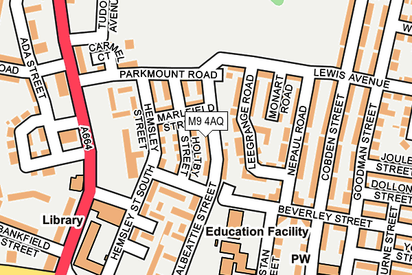 M9 4AQ map - OS OpenMap – Local (Ordnance Survey)