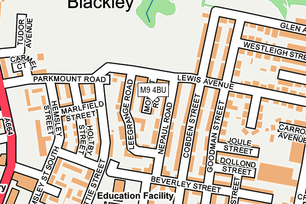 M9 4BU map - OS OpenMap – Local (Ordnance Survey)