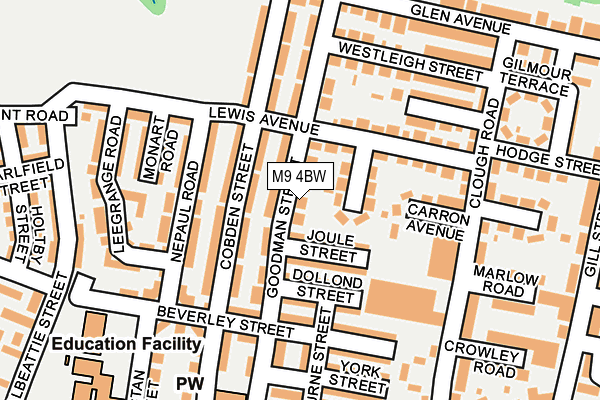 M9 4BW map - OS OpenMap – Local (Ordnance Survey)
