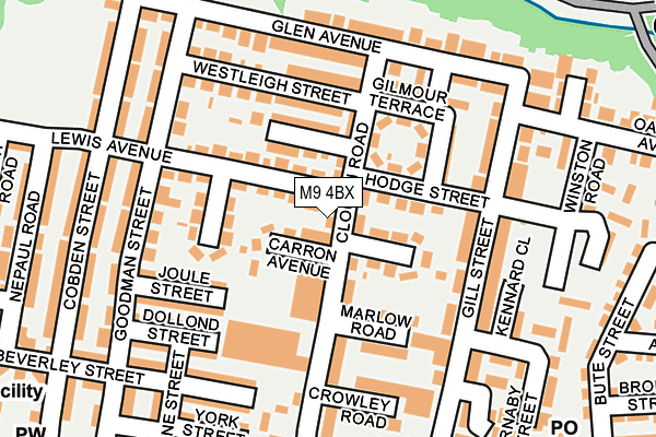 M9 4BX map - OS OpenMap – Local (Ordnance Survey)