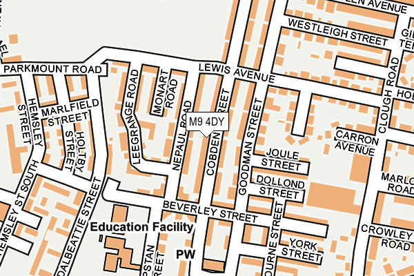 M9 4DY map - OS OpenMap – Local (Ordnance Survey)
