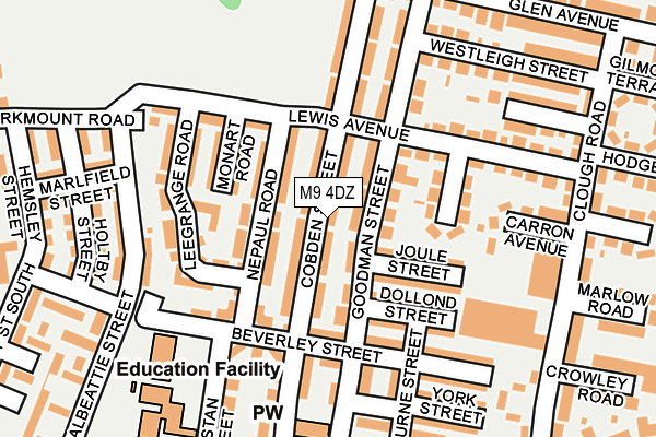 M9 4DZ map - OS OpenMap – Local (Ordnance Survey)