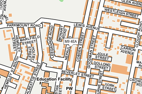M9 4EA map - OS OpenMap – Local (Ordnance Survey)