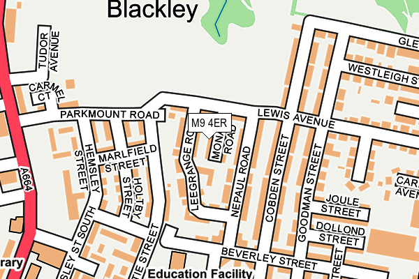 M9 4ER map - OS OpenMap – Local (Ordnance Survey)