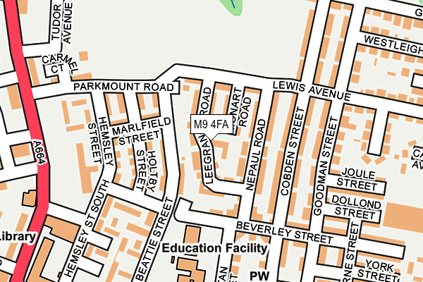 M9 4FA map - OS OpenMap – Local (Ordnance Survey)