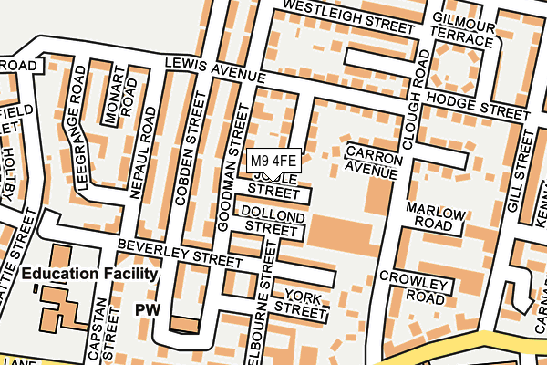 M9 4FE map - OS OpenMap – Local (Ordnance Survey)