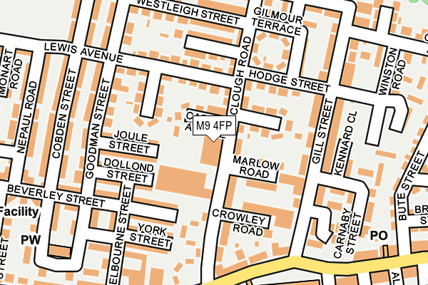 M9 4FP map - OS OpenMap – Local (Ordnance Survey)