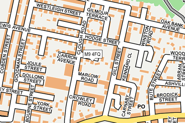 M9 4FQ map - OS OpenMap – Local (Ordnance Survey)