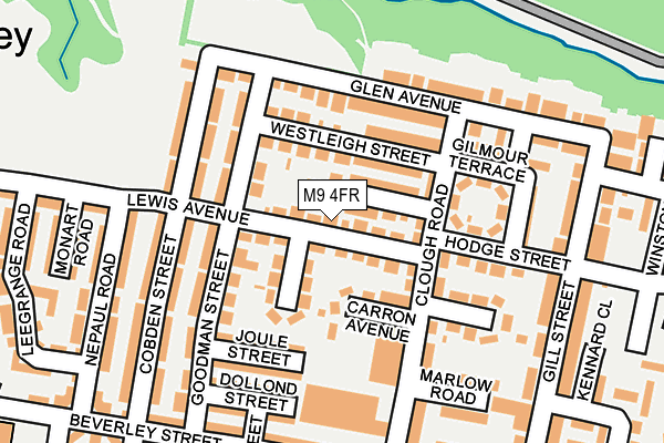 M9 4FR map - OS OpenMap – Local (Ordnance Survey)