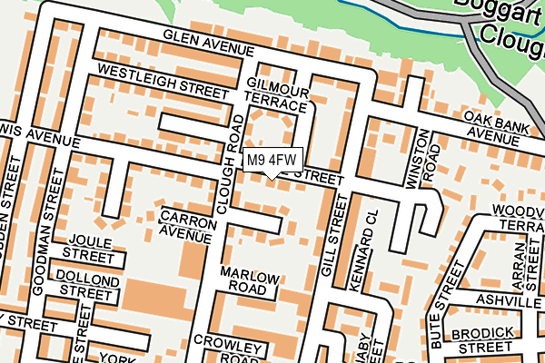 M9 4FW map - OS OpenMap – Local (Ordnance Survey)