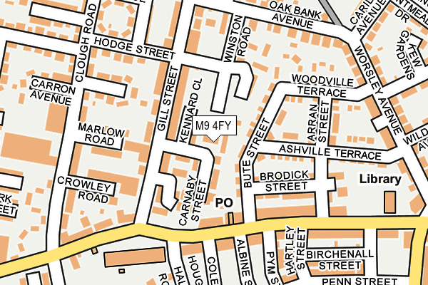 M9 4FY map - OS OpenMap – Local (Ordnance Survey)