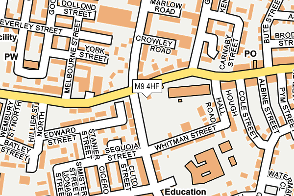 M9 4HF map - OS OpenMap – Local (Ordnance Survey)