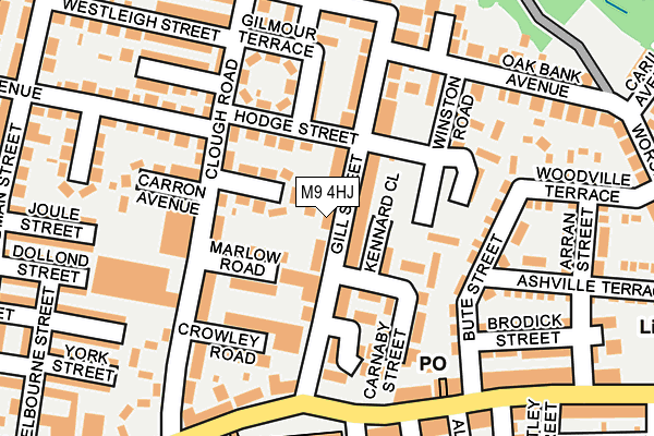 M9 4HJ map - OS OpenMap – Local (Ordnance Survey)