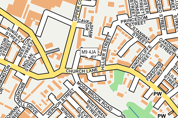 M9 4JA map - OS OpenMap – Local (Ordnance Survey)