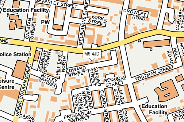 M9 4JD map - OS OpenMap – Local (Ordnance Survey)