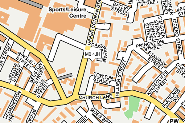 M9 4JH map - OS OpenMap – Local (Ordnance Survey)