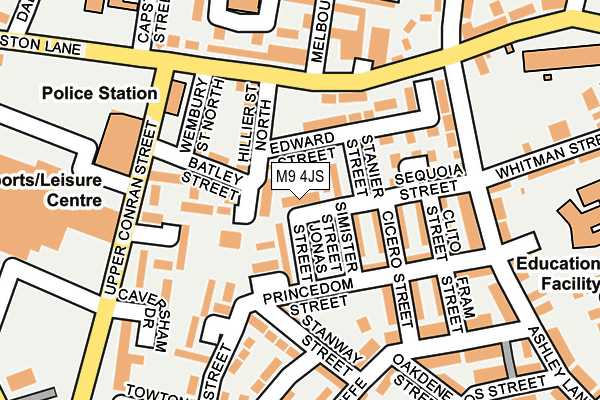 M9 4JS map - OS OpenMap – Local (Ordnance Survey)