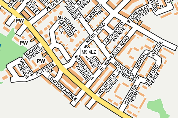 M9 4LZ map - OS OpenMap – Local (Ordnance Survey)