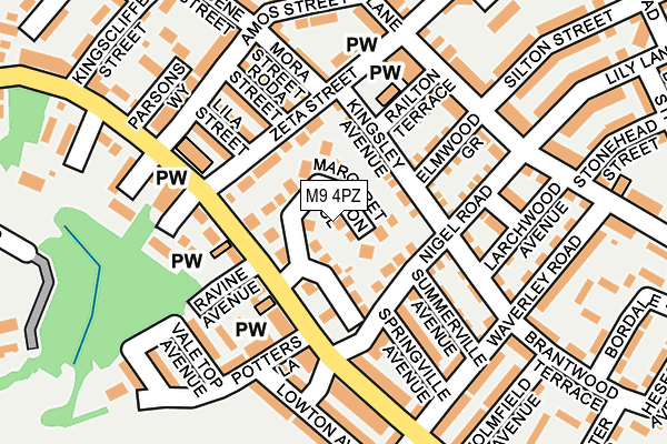 M9 4PZ map - OS OpenMap – Local (Ordnance Survey)