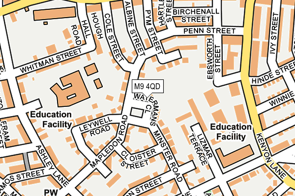 M9 4QD map - OS OpenMap – Local (Ordnance Survey)