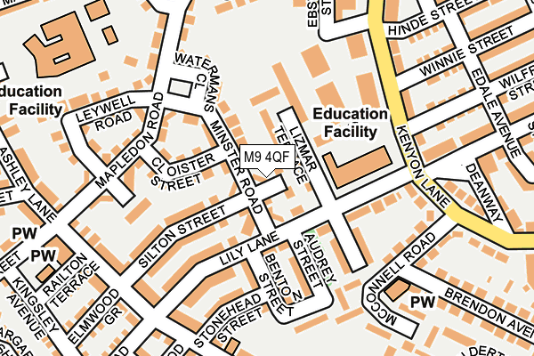 M9 4QF map - OS OpenMap – Local (Ordnance Survey)