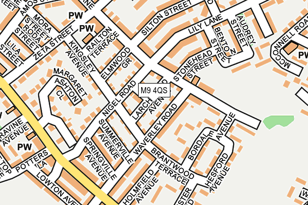 M9 4QS map - OS OpenMap – Local (Ordnance Survey)
