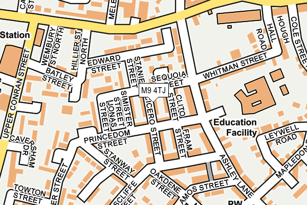 M9 4TJ map - OS OpenMap – Local (Ordnance Survey)